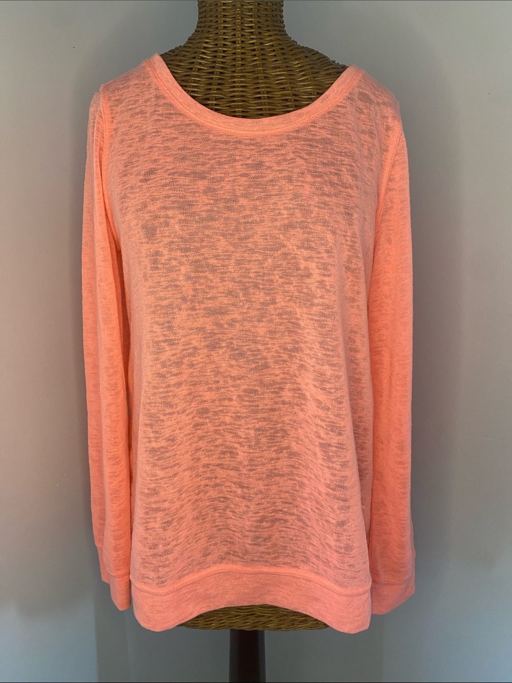Lilly Pulitzer Coral Peach Long-Sleeve Crewneck Top